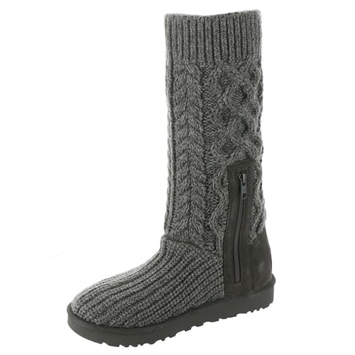 UGG Women's Classic Cardi Cabled Knit Boot, Grey, 8