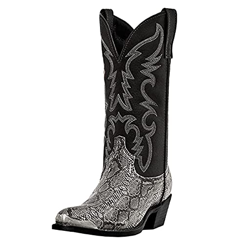 Man Cowboy Boots Lightweight Durable Pointed Square Toe Chunky Block Heel Traditional Country Boot