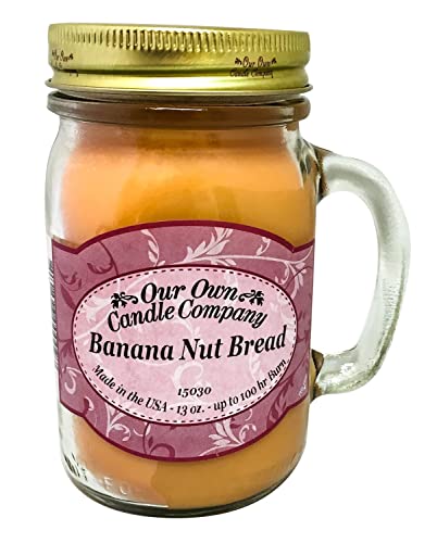 Our Own Candle Company Banana Nut Bread Scented Mason Jar Candle, 100 Hour Burn Time, Made in The USA - 13 Ounces