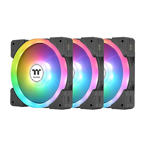 Thermaltake SWAFAN EX 12 ARGB PC Cooling Fan, 3-Fan pcak, 500~2000 RPM, Magnetic Connection, Reversable Blades, sync with MB RGB Software, CL-F167-PL12SW-A, 120mm, Black