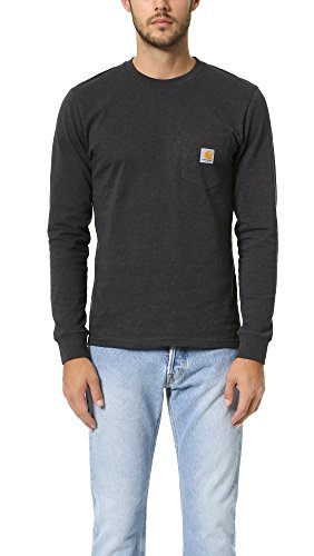 Carhartt Men's Loose Fit Heavyweight Long-Sleeve Pocket T-Shirt, Black, REG-L