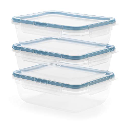 Snapware Total Solution 6-Pc Plastic Food Storage Containers Set with Lids, 8.5-Cup Rectangle Meal Prep Container, Non-Toxic, BPA-Free with 4 Locking Tabs, Microwave, Dishwasher, and Freezer Safe