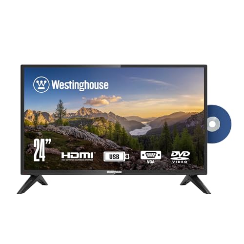 Westinghouse 24 Inch TV with DVD Player Built in, 720p HD LED Small Flat Screen TV DVD Combo with HDMI, USB, & Parental Controls, Non-Smart TV or Monitor for Home, Kitchen, or RV Camper