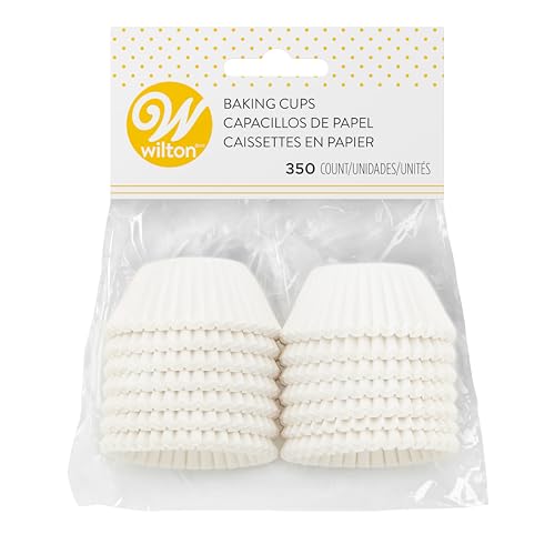 Wilton Mini Baking Cups - Use Mini Baking Liners for Baking Cupcakes or Muffins, Ideal for Holiday Candy and Nuts Too, White, 1.25-Inch Diameter, 350-Count