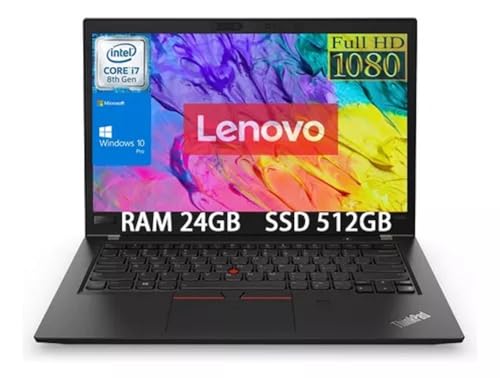 LENOVO ThinkPad T480s Laptop, 14 IPS FHD (1920x1080) Matte Display, Intel Core i7-8650U 4.20 GHz, 24GB RAM, 512GB SSD, Fingerprint Reader, Supported Windows 10 Pro, Black Color, Renewed