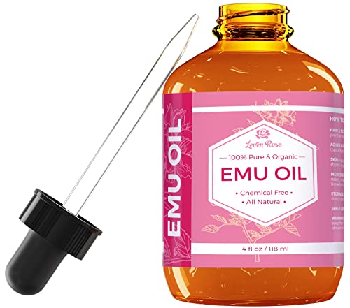 Leven Rose Emu Oil, 100% Pure Natural Hair Strengthener Anti Aging Skin Moisturizer 4 oz