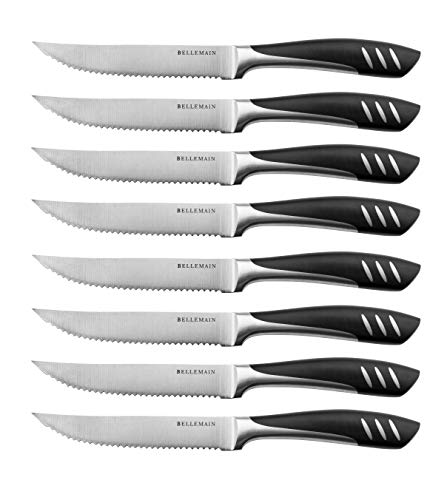 Bellemain Premium Steak Knives Set of 8, Kitchen Knife Sets with Steel Blades for Precise Cutting, Lightweight Steak Knife Set Stainless Steel & Durable, Serrated Steak Knives Dishwasher Safe