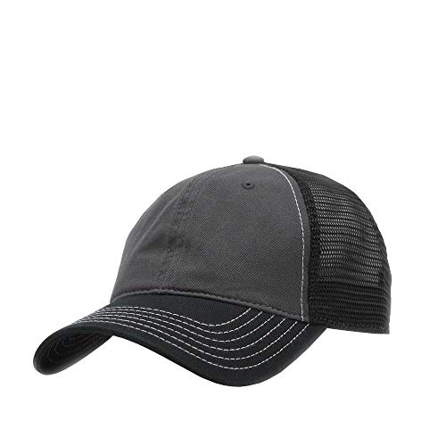 The Vintage Year Washed Cotton Low Profile Mesh Adjustable Trucker Baseball Cap (Black/Charcoal Gray/Black)