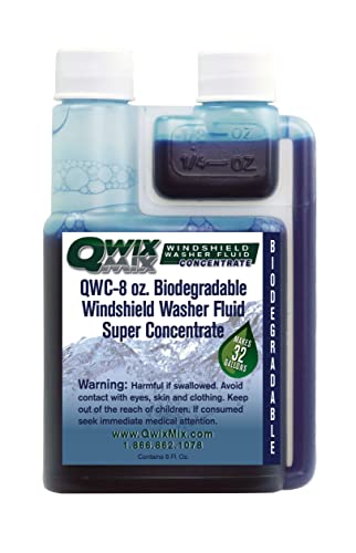 Qwix Mix Windshield Washer Fluid Concentrate, 1 Bottle Makes 32 Gallons, 1/4 oz. Makes 1 Gallon 100% Biodegradable