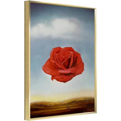Meditative Rose by Salvador Dali Vintage Wall Decoration Famous Oil Paintings for Living Room Classic Artwork Pictures Home Decor Ready to Hang Framed Golden 16x24inch(40x60cm)