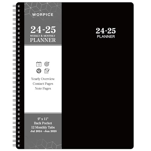 2024-2025 Planner - Weekly and Monthly Planner 2024-2025, 9” × 11”, Planner 2024-2025 from JULY 2024 to JUNE 2025, Inner Pocket, Premium Paper, Twin-wire Binding, Make Your Life Productive - Black