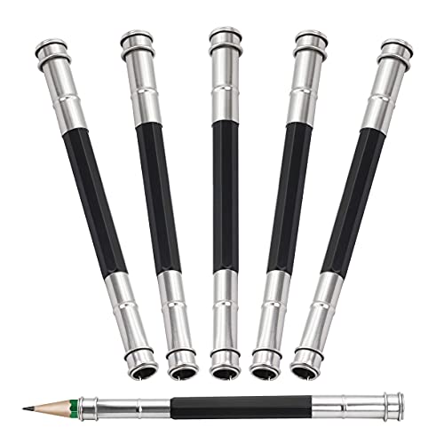 YACSEJAO Pencil Extenders 5PCS Adjustable Pencil Lengthener Tool Coupling Device for School Art Writing