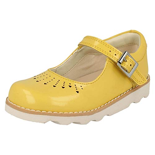 Clarks Girls Crown Jump K Loafers, Yellow Patent, 2 Little Kid