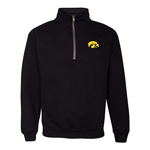 AQ07 - Iowa Hawkeyes Primary Logo Left Chest (1/4) Quarter Zip Sweatshirt - Large - Black