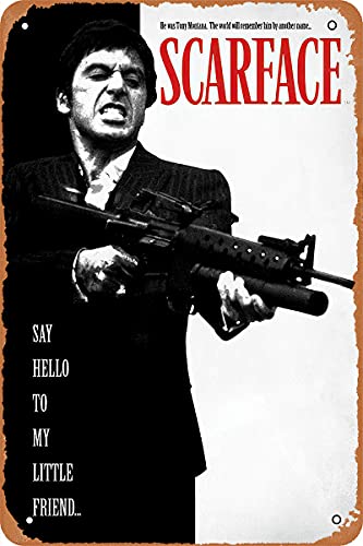 QLANQINS Retro Metal Sign Scarface Movie Poster for Cafe Bar Man Cave Office Home Wall Decor Vintage Tin Sign 12 X 8 inch