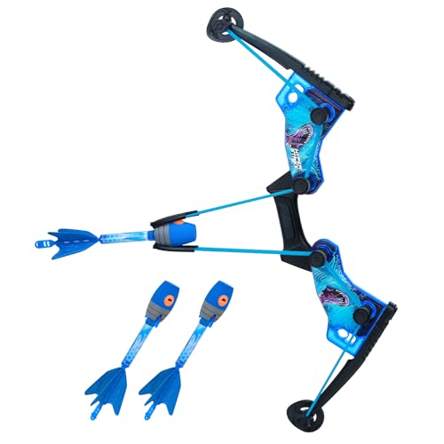 Zing HyperStrike Dominator Light Up Bow Archer Pack, Light Up Bow and Light Up Zonic Whistle Arrows, Shoots Arrows Over 200ft, Outdoor Play with Friends and Family, for Ages 14+ (Blue)