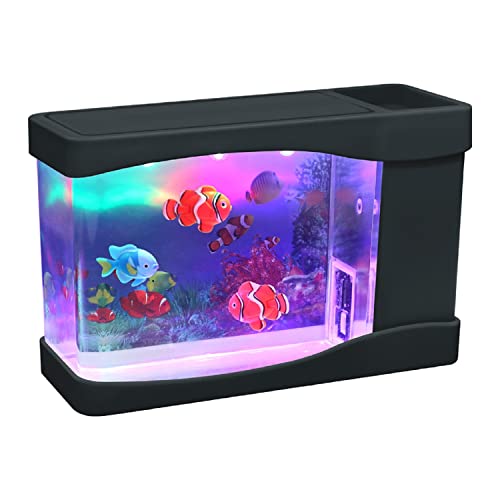Lightahead Artificial Mini Aquarium A Sensory Multi Colored LED Swimming Fish Tank with Bubbles