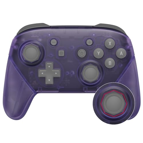 eXtremeRate Clear Atomic Purple Octagonal Gated Sticks Faceplate Backplate Handles, DIY Replacement Grip Housing Shell Cover for Nintendo Switch Pro Controller- Controller NOT Included