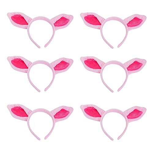 TopTie 6 PCS Pig Animals Ears Headband, Halloween Decorations for Adult & Kid, Costume Hair Hoop Party Favors (New)