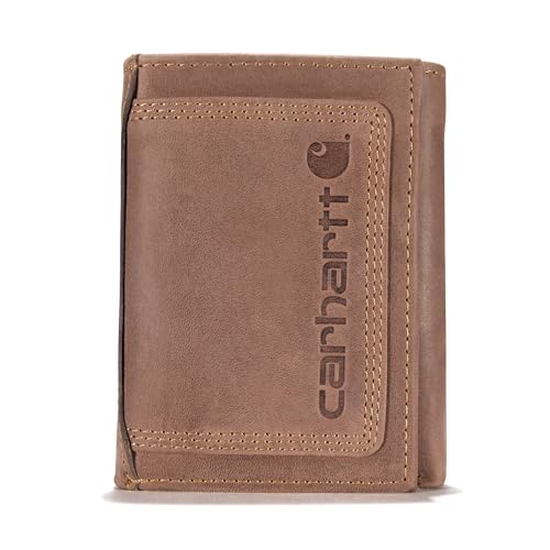 Carhartt Men's Rugged Leather Triple Stitch Wallet, Available in Multiple Styles, Brown, One Size