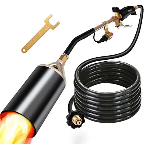 Propane Torch Burner Weed Torch High Output 500,000 BTU with 9.8FT Hose,Heavy Duty Blow Torch Flame Control and Turbo Trigger Push Button Igniter, for Garden Ice Snow Road