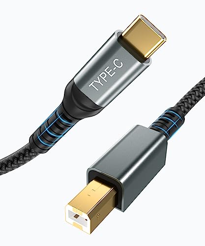 USB C Printer Cable - 15 FT Nylon USB C Printer Cord for MacBook Pro/Air, USB C MIDI Cable Compatible with Yamaha Piano MIDI Keyboard, DAC, DJ Controller for iPad Pro - Fast and Stable Data Transfer!