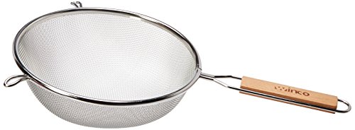 Winco Strainer with Single Fine Mesh, 8-Inch Diameter, Medium, Stainless Steel, Tan,Silver