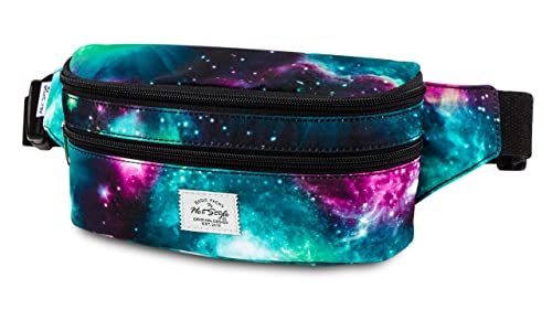 HotStyle 521s Fashion Fanny Pack, Small Waist Bag for Hiking, Cross Body Style Cute for Women, Kids & Girls, Galaxy, Teal