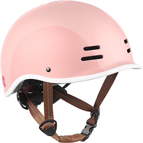 Retrospec Remi Kids' Bike Helmet for Youth Boys & Girls- Bicycle Helmet with Built-in Visor and Adjustable Reflective Straps for Skateboarding, Scooters, Rollerblading - Blush - 49-53cm