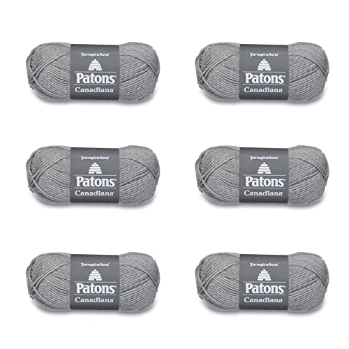 PATONS Canadiana Pale Gray Mix Yarn - 6 Pack of 3.5oz/100g - Acrylic - 4 Medium - 205 Yards - Knitting/Crochet