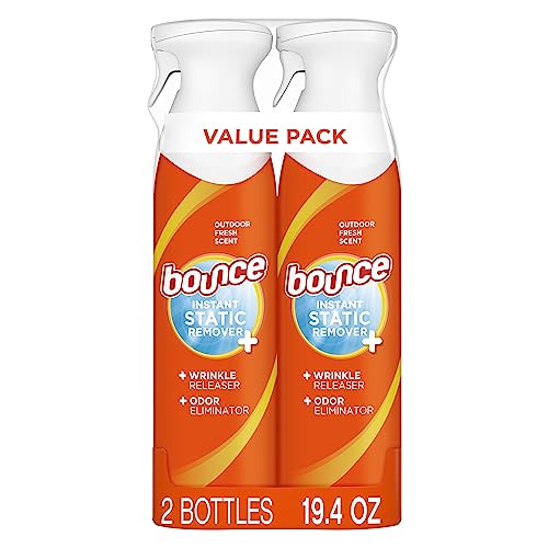 Bounce Anti Static Spray, 3 in 1 Instant Wrinkle Release, Odor Eliminator and Fabric Refresher Spray, Rapid Touch (9.7 Fl Oz, Pack of 2) Packaging May Vary