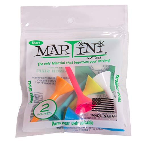 Martini Golf Tees 2' Durable Plastic Tees, Assorted Colors