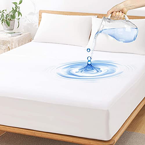 2 Pack Twin XL Size Premium Waterproof Mattress Protector, Soft Breathable College Dorm Mattress Pad Cover, Noiseless Waterproof Bed Cover - Stretch to 21' Fitted Deep Pocket Mattress Protection Cover