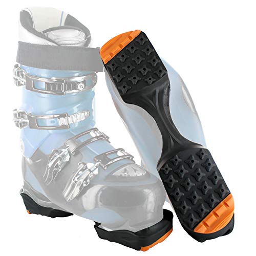 Yaktrax SkiTrax Ski Boot Tracks Traction and Protection Cleats (1 Pair), Medium, Black/Orange