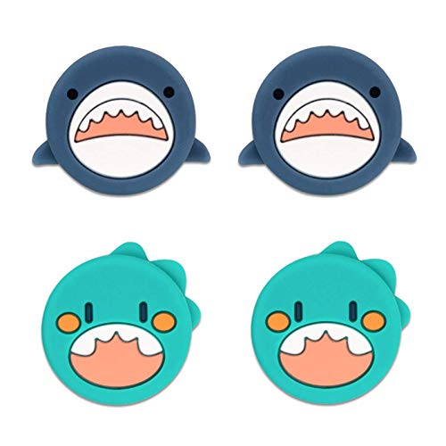 GeekShare 4PCS Cute Shark Thumb Grip Caps,Soft Silicone Joystick Cover Compatible with Nintendo Switch/OLED/Switch Lite