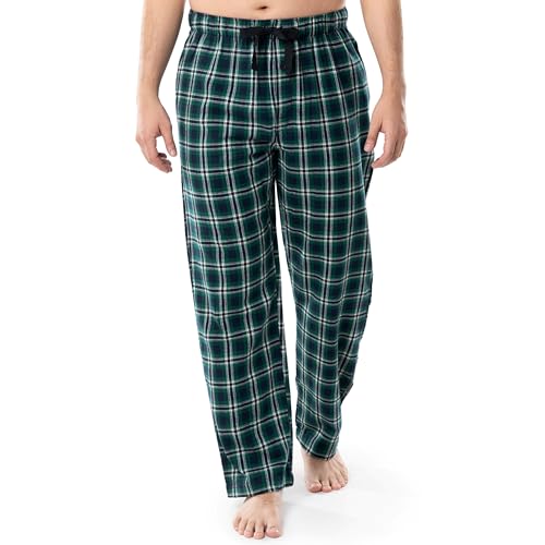 Fruit of the Loom Men's Yarn-dye Woven Flannel Pajama Pant, Green Plaid, 2X-Large