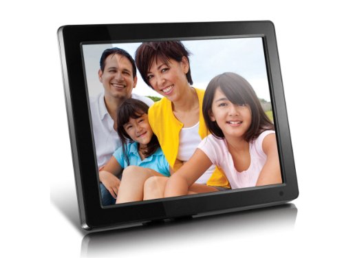 Aluratek (ADMPF512F) 12' Hi-Res Digital Photo Frame with 4GB Built-In Memory and Remote (800 x 600 Resolution), Photo/Music/Video Support, Wall Mountable,Black