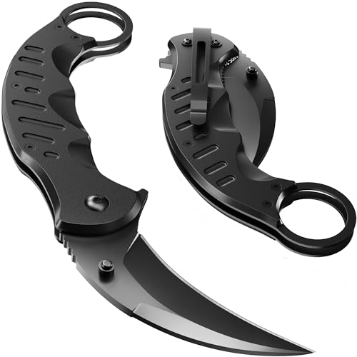 Spring Assisted Karambit Knife - Tactical Karambit Folding Knife - Pocket & Folding Knife - Military Sharp Tiger Claw Knives - Best Combat for Hunting Camping EDC for Men - Birthday Mens Gifts X-42