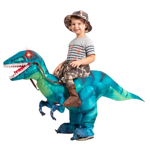 GOOSH Inflatable Dinosaur Costume for Kids Riding T Rex Funny Blow up Boys Girls Costume for Halloween Fancy Dress Party Cosplay