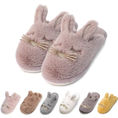 Caramella Bubble Bunny Slippers for Women Fuzzy Cute Animal Memory Foam Indoor House Slippers Easter Thanksgiving Christmas Slippers Gifts