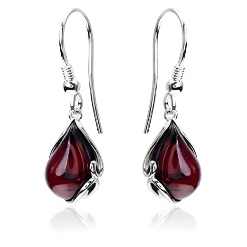 Ian and Valeri Co. Black Cherry Amber Sterling Silver Earrings