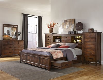 Intercon Wolf Creek King Storage Bed w/ Bookcase Headboard (Includes 2 Towers)