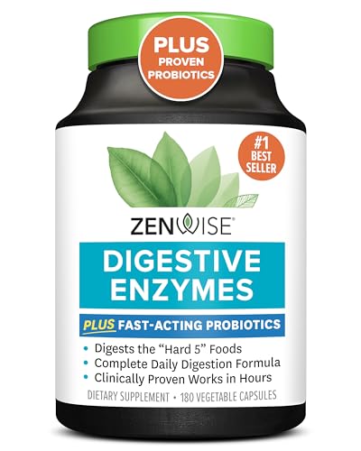Zenwise Health Digestive Enzymes - Probiotic Multi Enzymes with Probiotics and Prebiotics for Digestive Health and Bloating Relief for Women and Men, Daily Enzymes for Gut and Digestion - 180 Count
