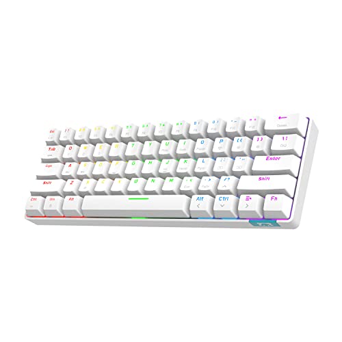 NACODEX STK61 2.4Ghz Wireless/Bluetooth/Wired 60% Mechanical Keyboard | 1000mAh Ultra Compact Rainbow Backlit Gaming Keyboard Wired Programmable for Win/Mac/PC Gamer