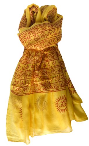Indian Om Mantra Scarf Block Print (saffron)