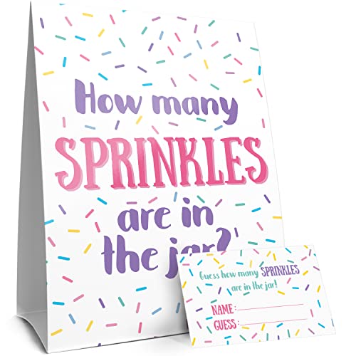 How Many Sprinkles in the Jar Party Game (Sign with Cards)