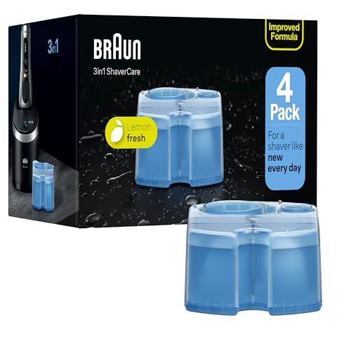 Braun Clean & Renew Refill Cartridges CCR, Cleans your Shaver for Optimal Hygiene, Removes Residual Hair & Skin Particles, Lemon Scent, - 22.8 fl oz (Pack of 4)