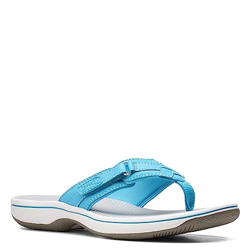 Clarks Women's Breeze Sea Flip-Flop, Aqua Synthetic, 7