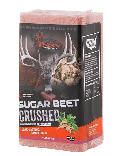 WILDGAME INNOVATIONS Sugar Beet Crushed 4lb Brick Deer Attractant | Easy-to-Use Long-Lasting Powerful Time-Released Sweet Mineral Block for Deer