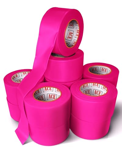 ACE Supply Pink Flagging Tape Survey Tape - Non-Adhesive 12 Pack - 1.5' Width, 150' Length, 2 Mil - Tree Tape for Branches, Surveyors Tape, Flag Tape
